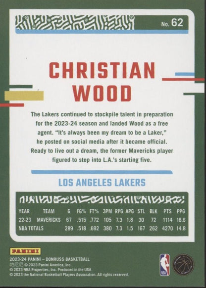 Christian Wood 2023 - 24 Panini Donruss Red and Blue Laser Holo 02/15 #62 - Collector Store LLC