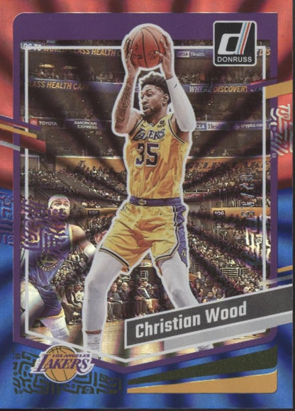 Christian Wood 2023 - 24 Panini Donruss Red and Blue Laser Holo 02/15 #62 - Collector Store LLC