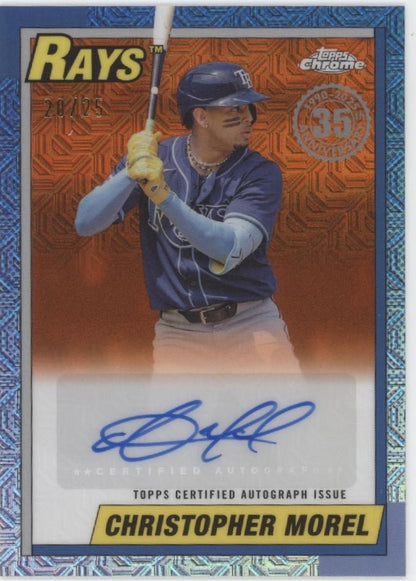 Christopher Morel 2025 Topps Chrome 35th Blue Mojo Refractor 1990 Auto /25 - Collector Store LLC