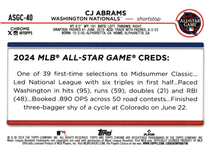 CJ Abrams 2024 Topps Chrome All Star Game Refractor ASGC - 40 1 - Collector Store LLC