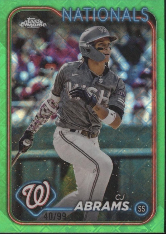 CJ Abrams 2024 Topps Chrome Green Logo Refractor 40/99 247 - Collector Store LLC