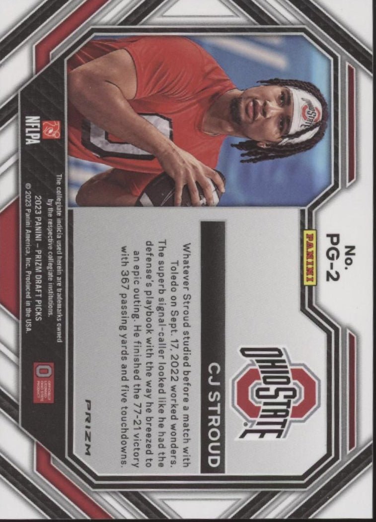 CJ Stroud 2023 Panini Prizm Draft Picks Pregame Prizm RC #PG - 2 - Collector Store LLC