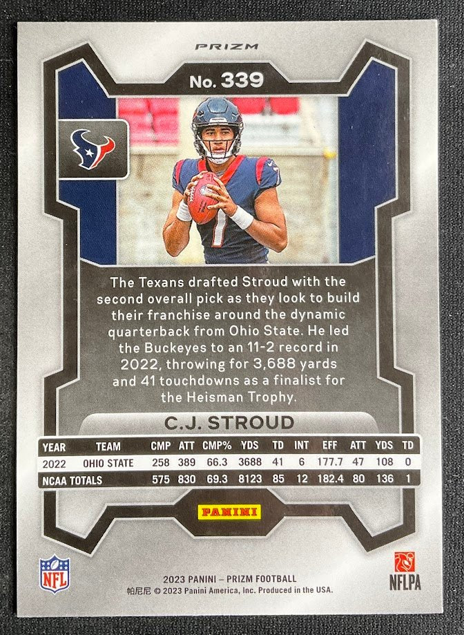 CJ Stroud 2023 Panini Prizm Red White & Blue Prizm RC #339 - Collector Store LLC