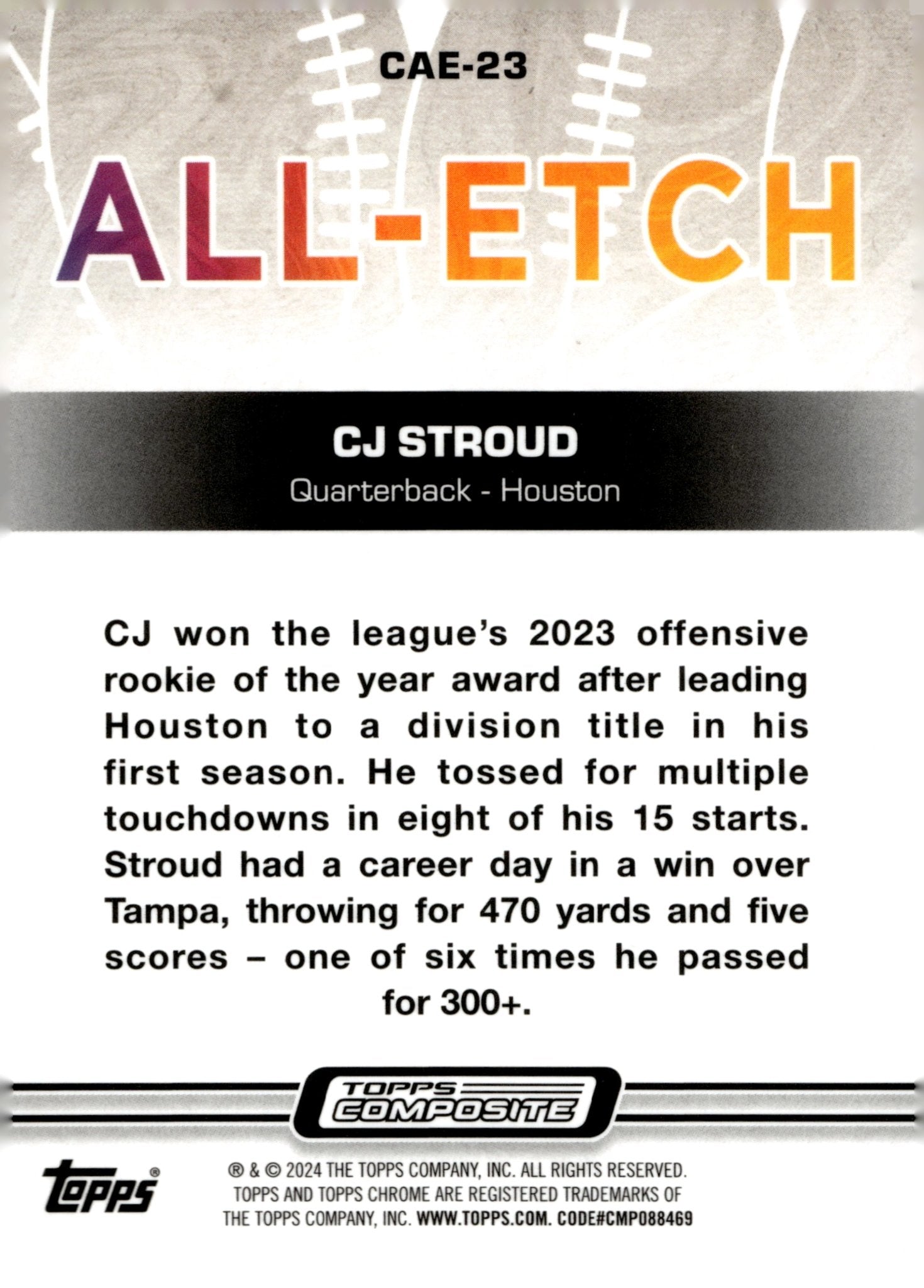 CJ Stroud 2023 Topps Composite Chrome All - Etch RC #CAE - 23 #3 - Collector Store LLC