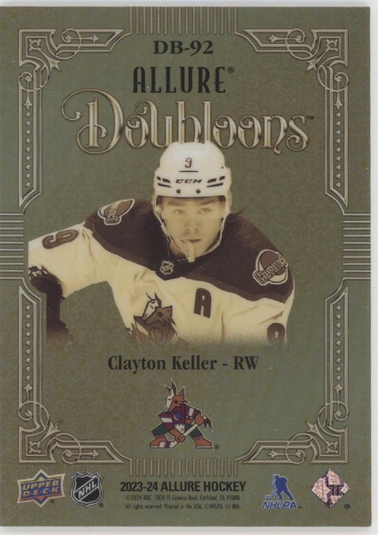 Clayton Keller 2023 - 24 Upper Deck Allure Doubloons Gold Holo #DB - 92 - Collector Store LLC