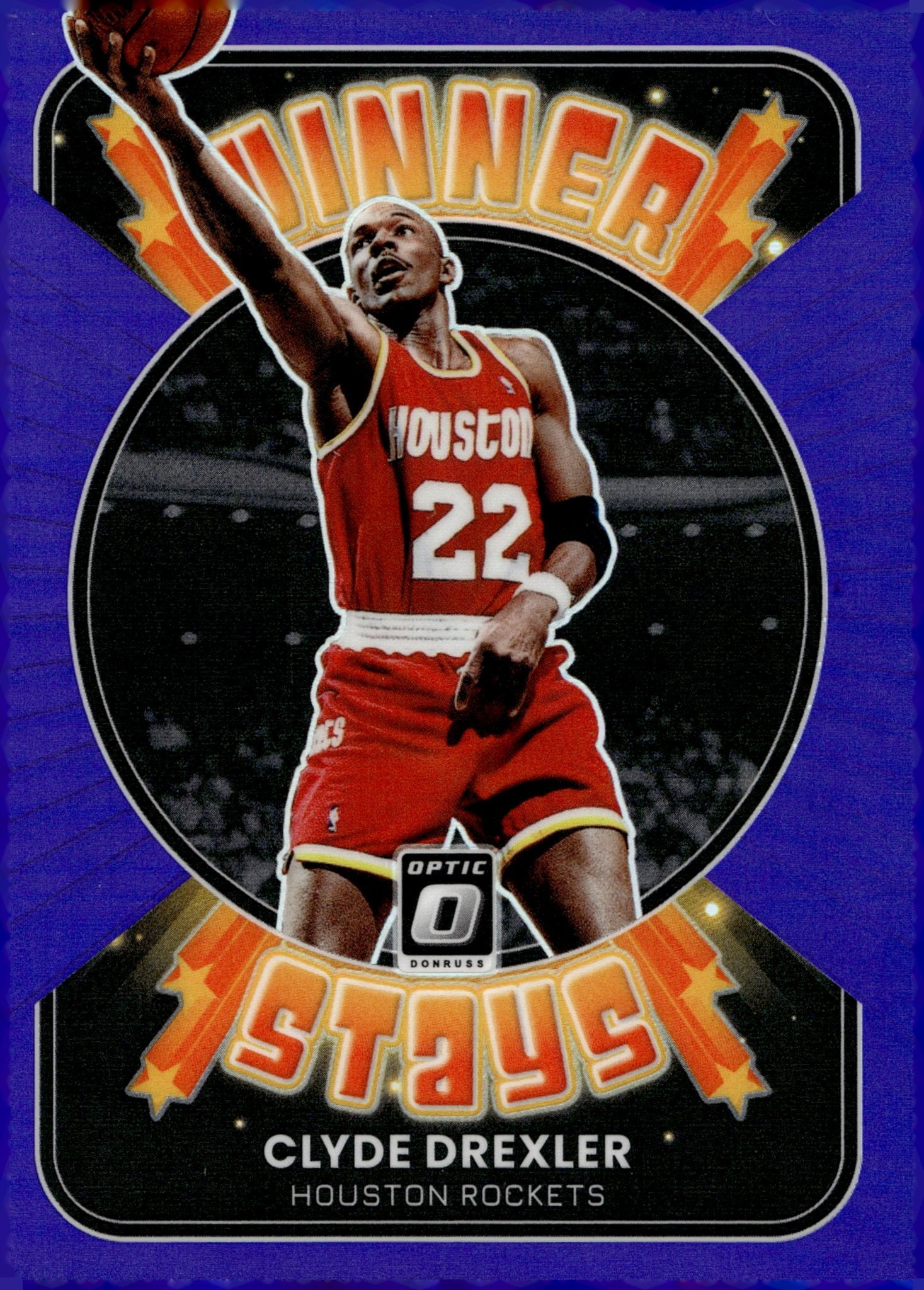 Clyde Drexler 2021 - 22 Panini Donruss Optic Winner Stays Purple Prizm #15 - Collector Store LLC