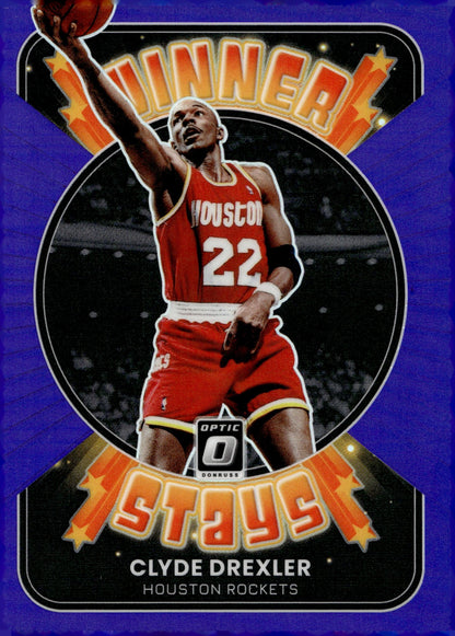 Clyde Drexler 2021 - 22 Panini Donruss Optic Winner Stays Purple Prizm #15 - Collector Store LLC
