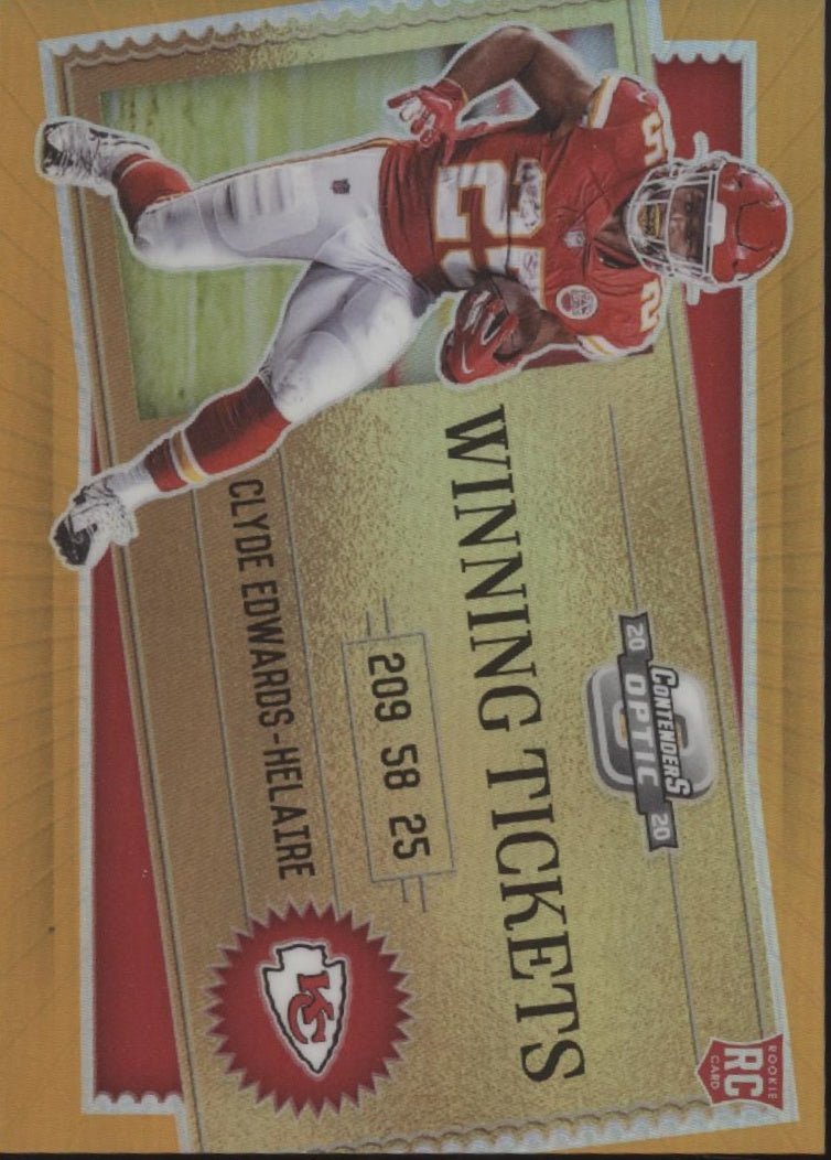 Clyde Edwards - Helaire 2020 Contenders Optic Winning Ticket Orange Prizm RC /50 - Collector Store LLC