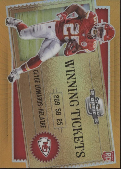Clyde Edwards - Helaire 2020 Contenders Optic Winning Ticket Orange Prizm RC /50 - Collector Store LLC