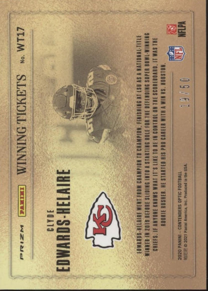 Clyde Edwards - Helaire 2020 Contenders Optic Winning Ticket Orange Prizm RC /50 - Collector Store LLC