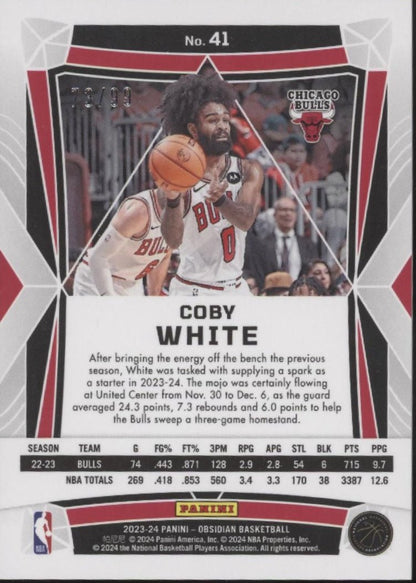 Coby White 2023 - 24 Panini Obsidian Orange Refractor 73/99 #41 - Collector Store LLC