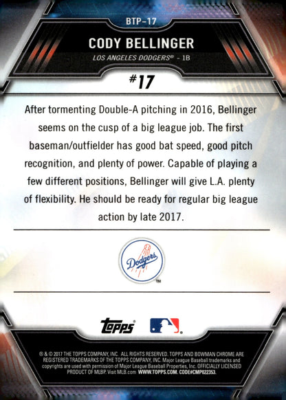 Cody Bellinger 2017 Bowman Chrome Bowman Scouts' Top 100 Refractor BTP - 17 - Collector Store LLC