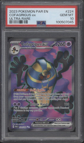 cofagrigus pokemon card value Cofagrigus ex Pokemon Paradox Rift Ultra Rare #224 PSA 10
