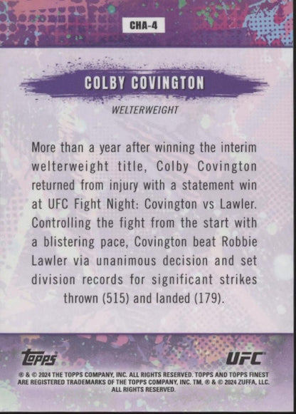 Colby Covington 2024 Topps Finest Chaos Red Refractor CHA - 4 - Collector Store LLC