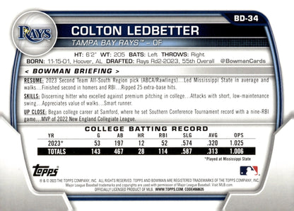 Colton Ledbetter 2023 Bowman Sky Blue 077/499 BD - 34 - Collector Store LLC
