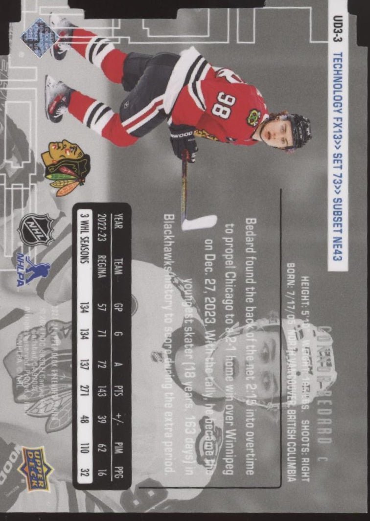 Connor Bedard 2023 - 24 Upper Deck UD3 Die - Cut #UD3 - 3 - Collector Store LLC