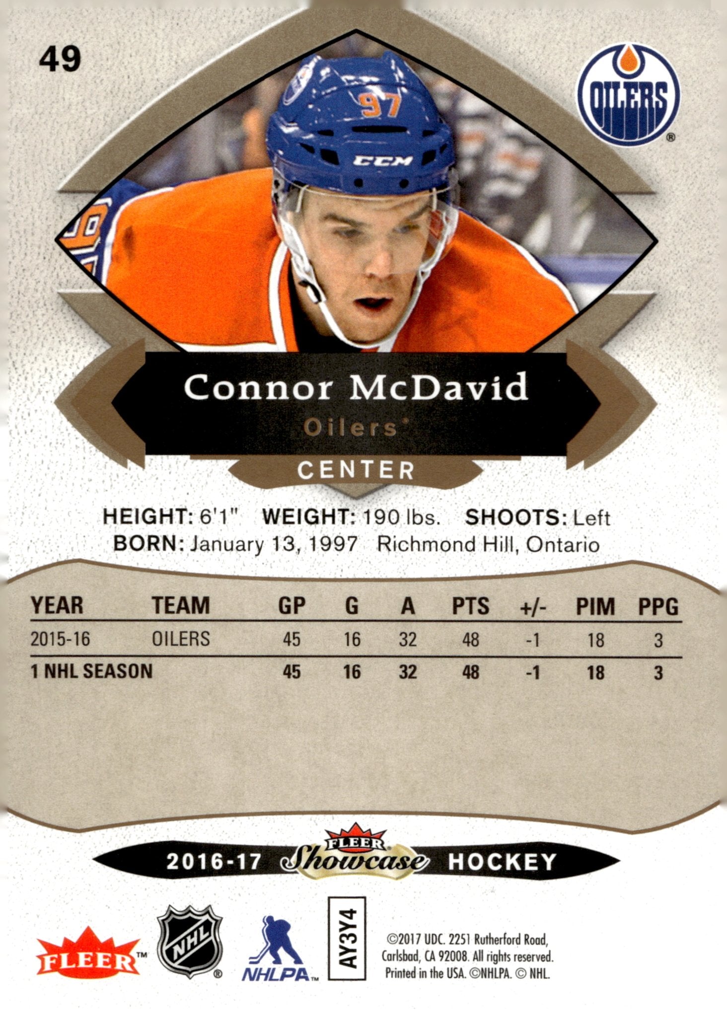 Connor McDavid 2016 - 17 Fleer Showcase #49 - Collector Store LLC