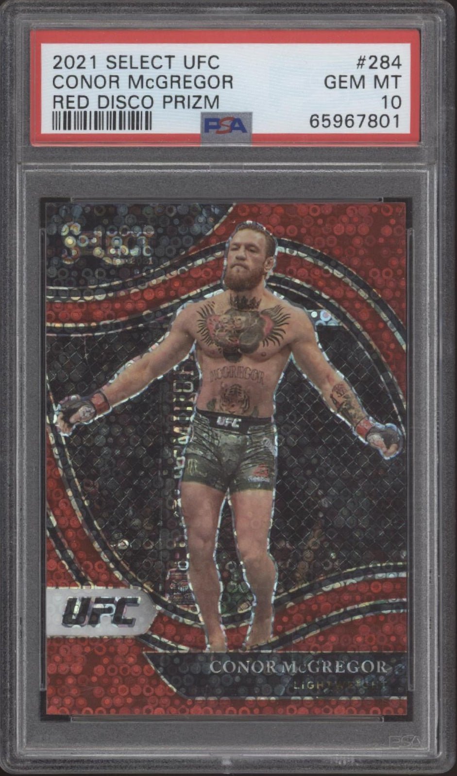 Connor McGregor 2021 Panini Select Red Disco Prizm 016/199 #284 PSA 10 - Collector Store LLC