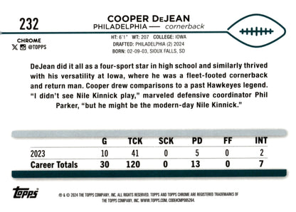 Cooper DeJean 2024 Topps Chrome RC #232 #2 - Collector Store LLC