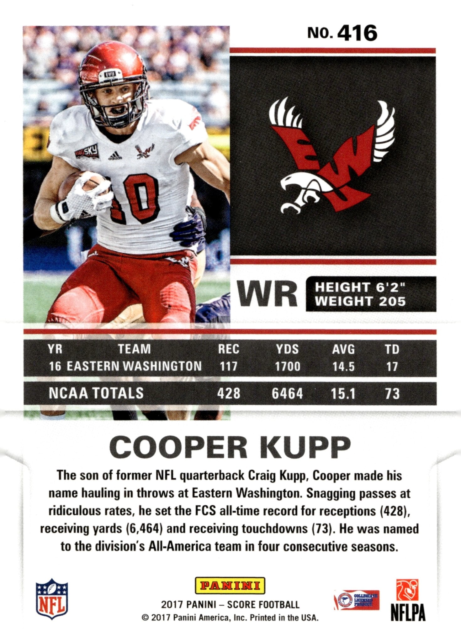 Cooper Kupp 2017 Panini Score Scorecard RC #416 - Collector Store LLC