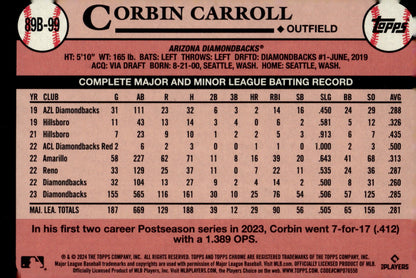 Corbin Carroll 2024 Topps 35th Anniversary Silver Foilboard 89B - 99 - Collector Store LLC