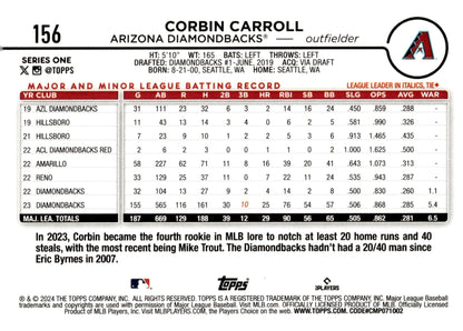 Corbin Carroll 2024 Topps Series 1 Blue 156 - Collector Store LLC