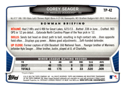 Corey Seager 2013 Bowman TP - 42 - Collector Store LLC