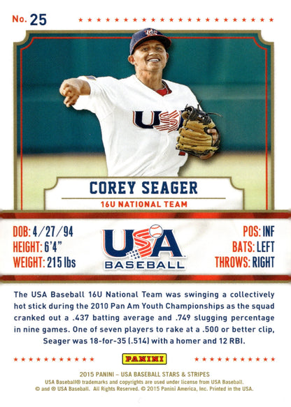 Corey Seager 2015 Panini USA Baseball Stars & Stripes 25 - Collector Store LLC
