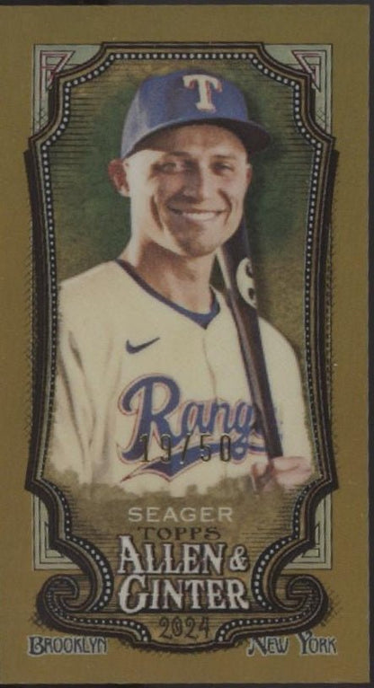 Corey Seager 2024 Topps Allen & Ginter Chrome Mini Gold Refractor #48 - Collector Store LLC