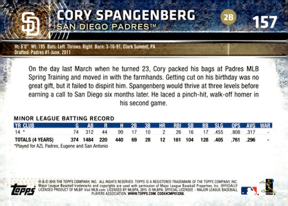 Cory Spangenberg 2015 Topps Opening Day Holo RC 157 - Collector Store LLC