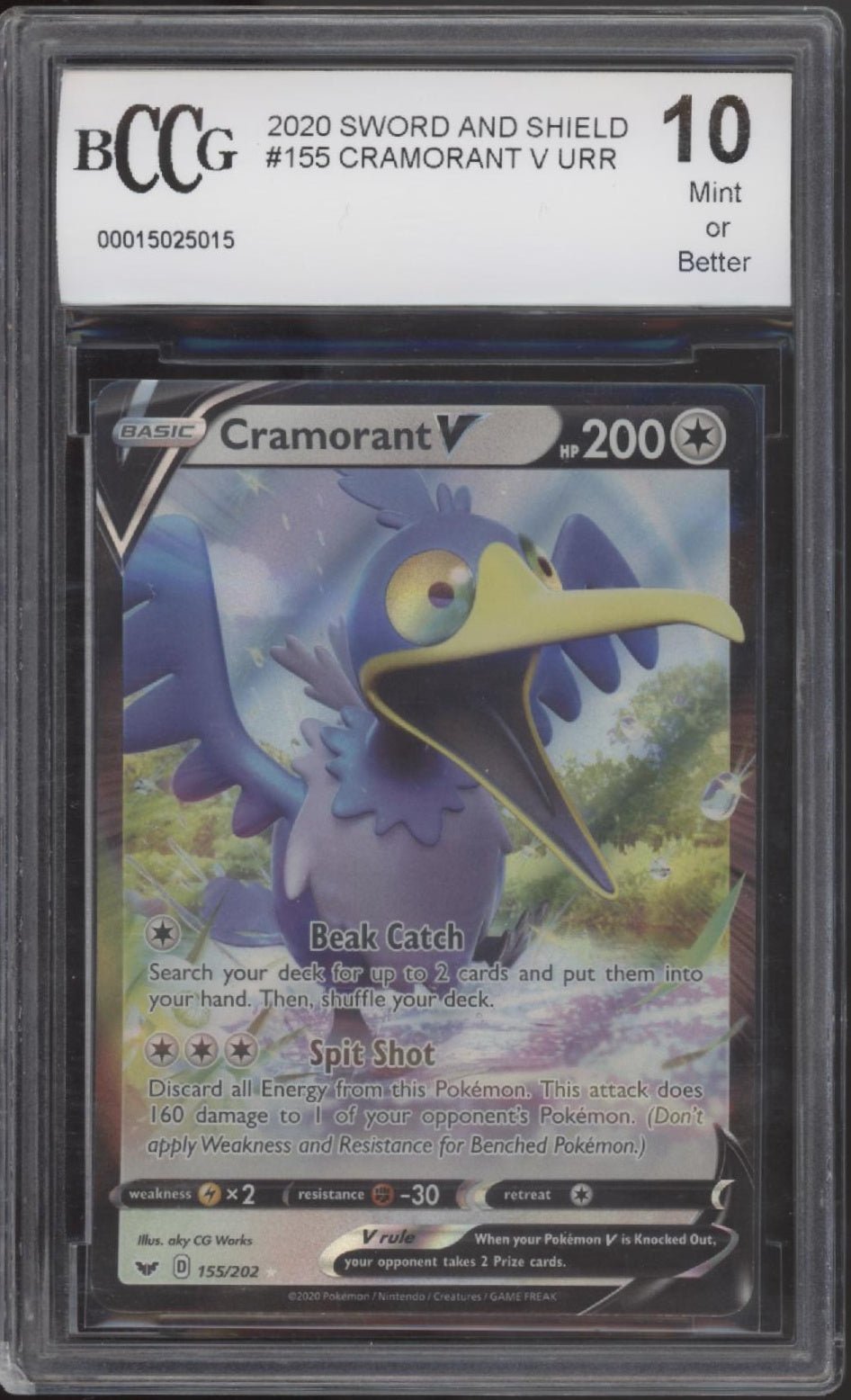 Cramorant V Pokemon Sword & Shield #155 Beckett 10 - Collector Store LLC