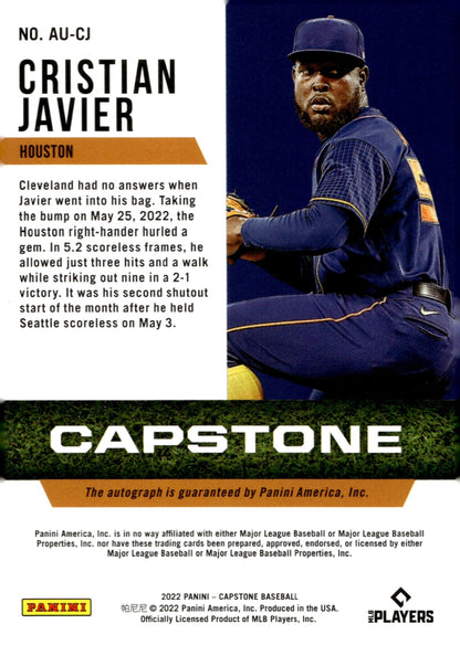 Cristian Javier 2022 Panini Capstone Auto 34/99 #AU - CJ - Collector Store LLC