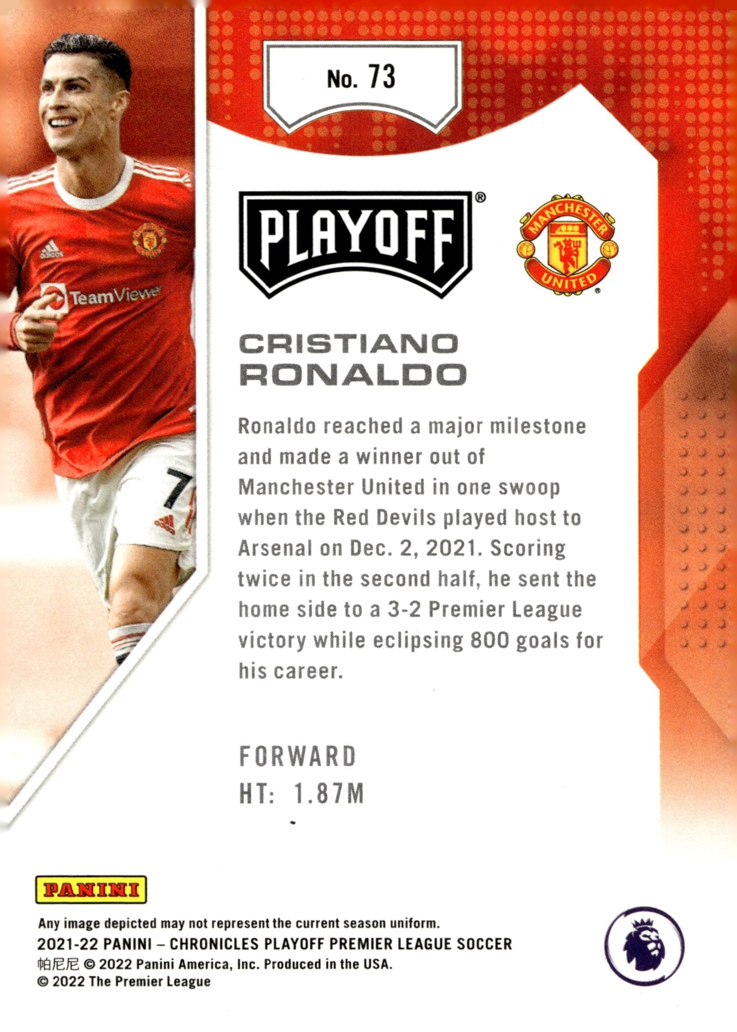 Cristiano Ronaldo 2021 - 22 Panini Chronicles Playoff Premier League #73 - Collector Store LLC