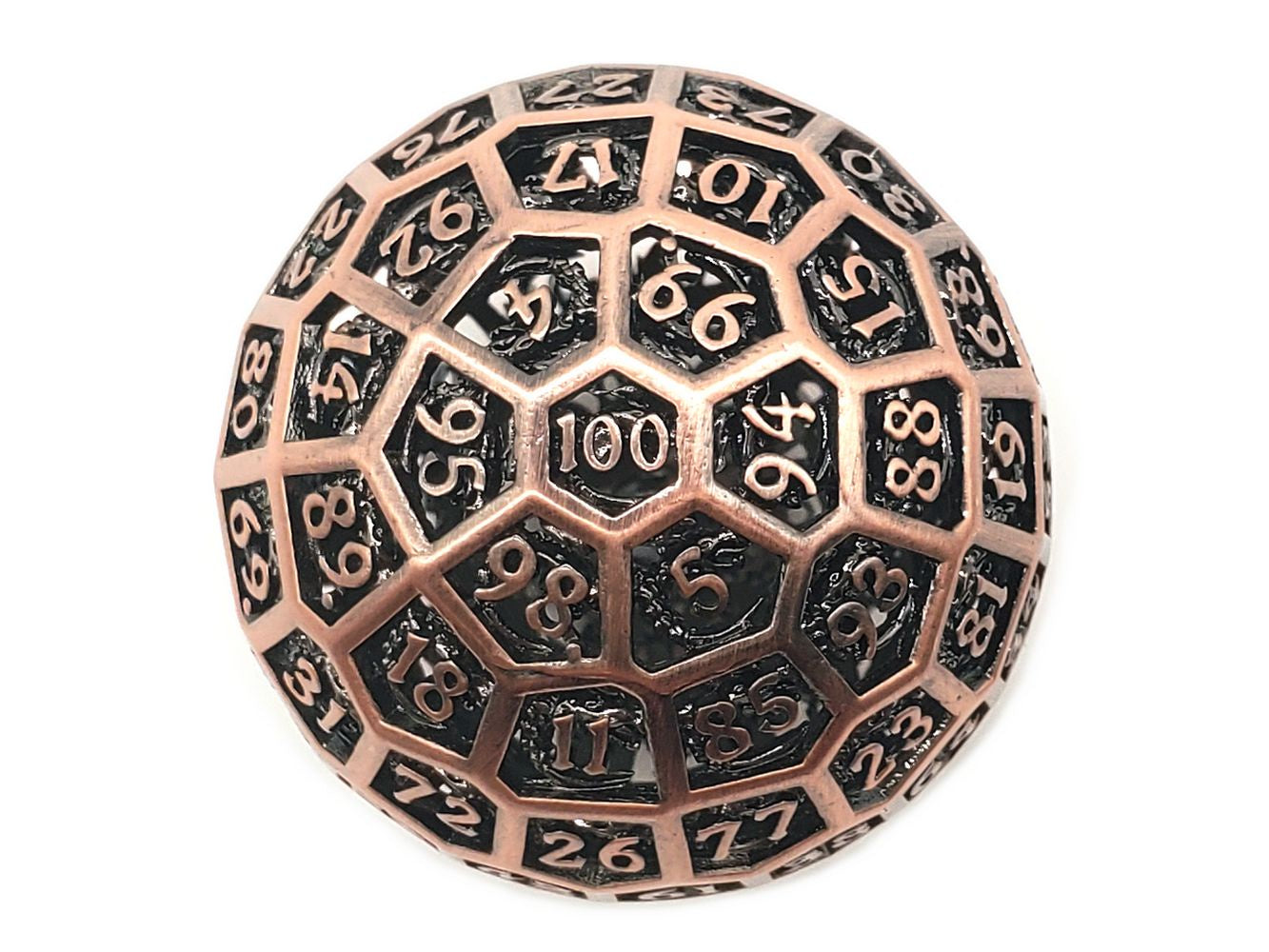 Old School Dice: Hollow Metal 50mm D100 Dragon's Head - Ancient Bronze