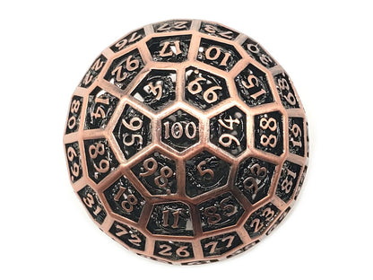 Old School Dice: Hollow Metal 50mm D100 Dragon's Head - Ancient Bronze