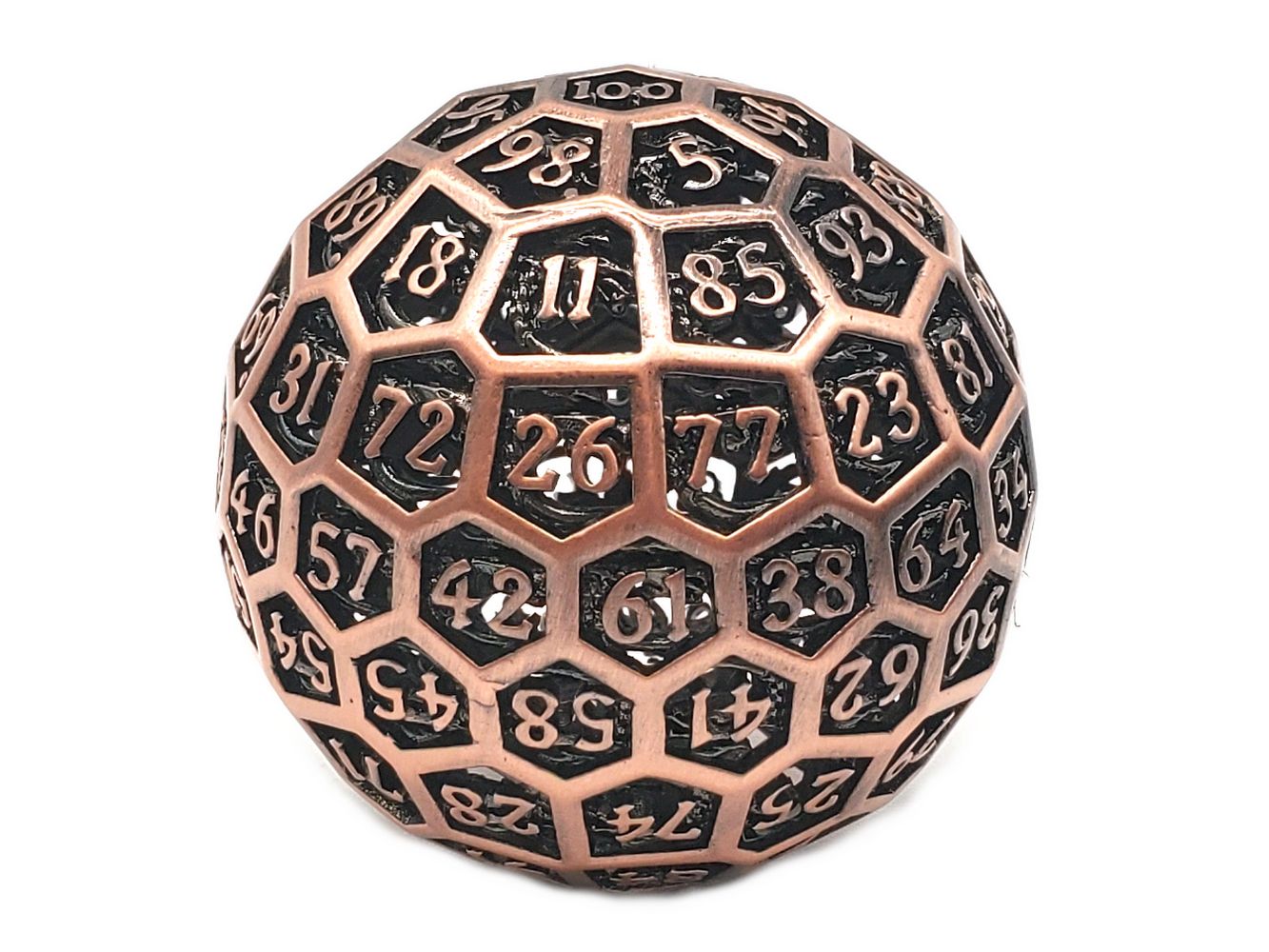 Old School Dice: Hollow Metal 50mm D100 Dragon's Head - Ancient Bronze
