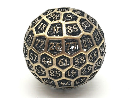 Old School Dice: Hollow Metal 50mm D100 Dragon's Head - Ancient Gold