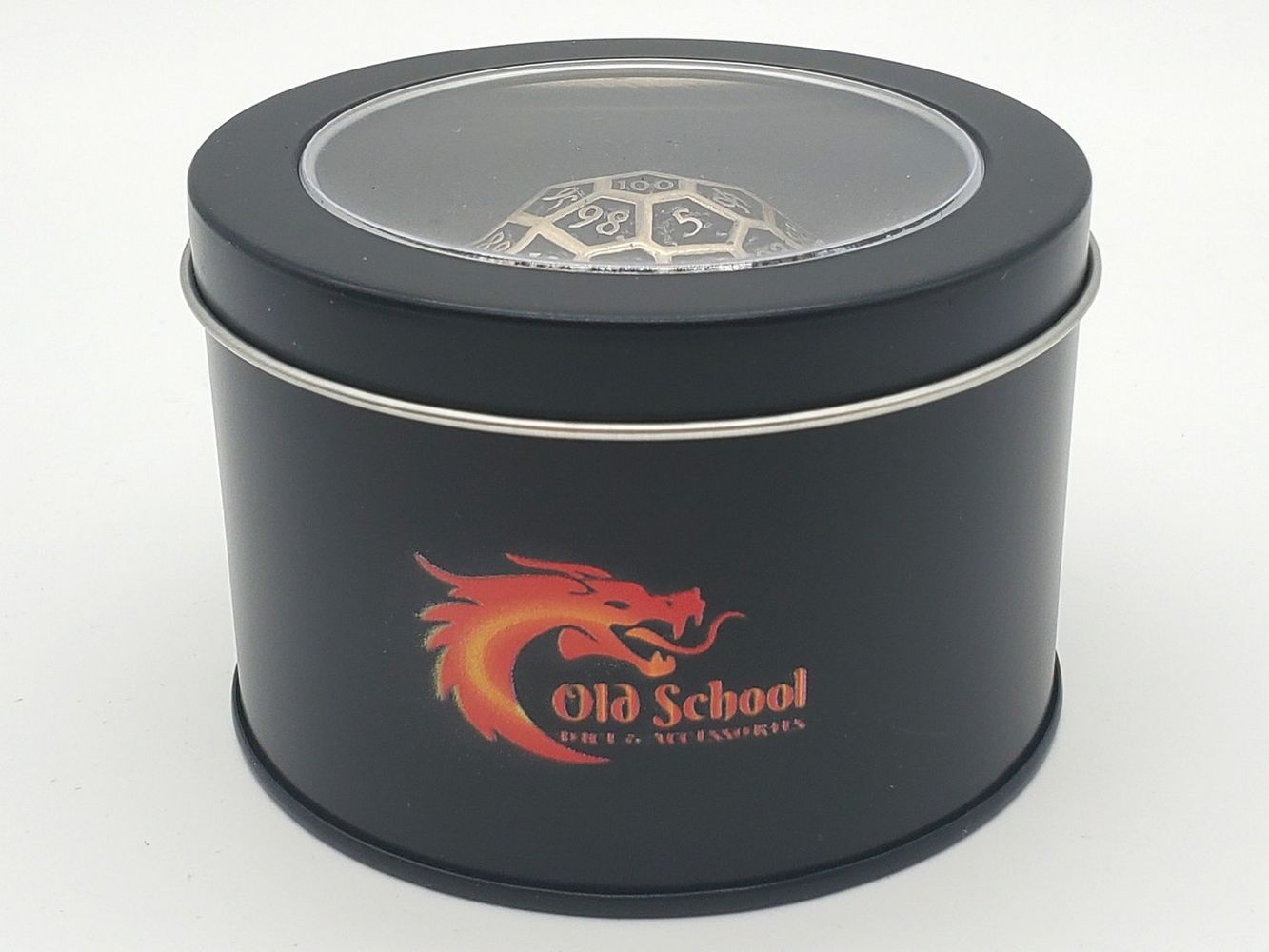 Old School Dice: Hollow Metal 50mm D100 Dragon's Head - Ancient Gold