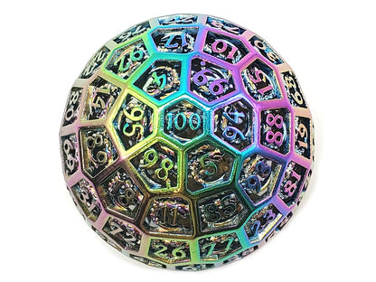 Old School Dice: Hollow Metal 50mm D100 Dragon's Head - Spectral