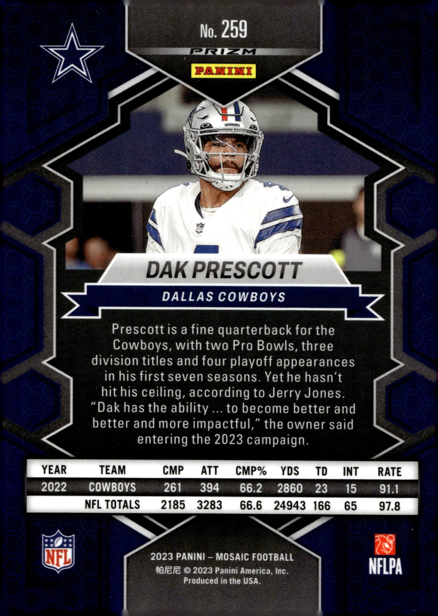 Dak Prescott 2023 Panini Mosaic National Pride Pink Prizm #259 - Collector Store LLC