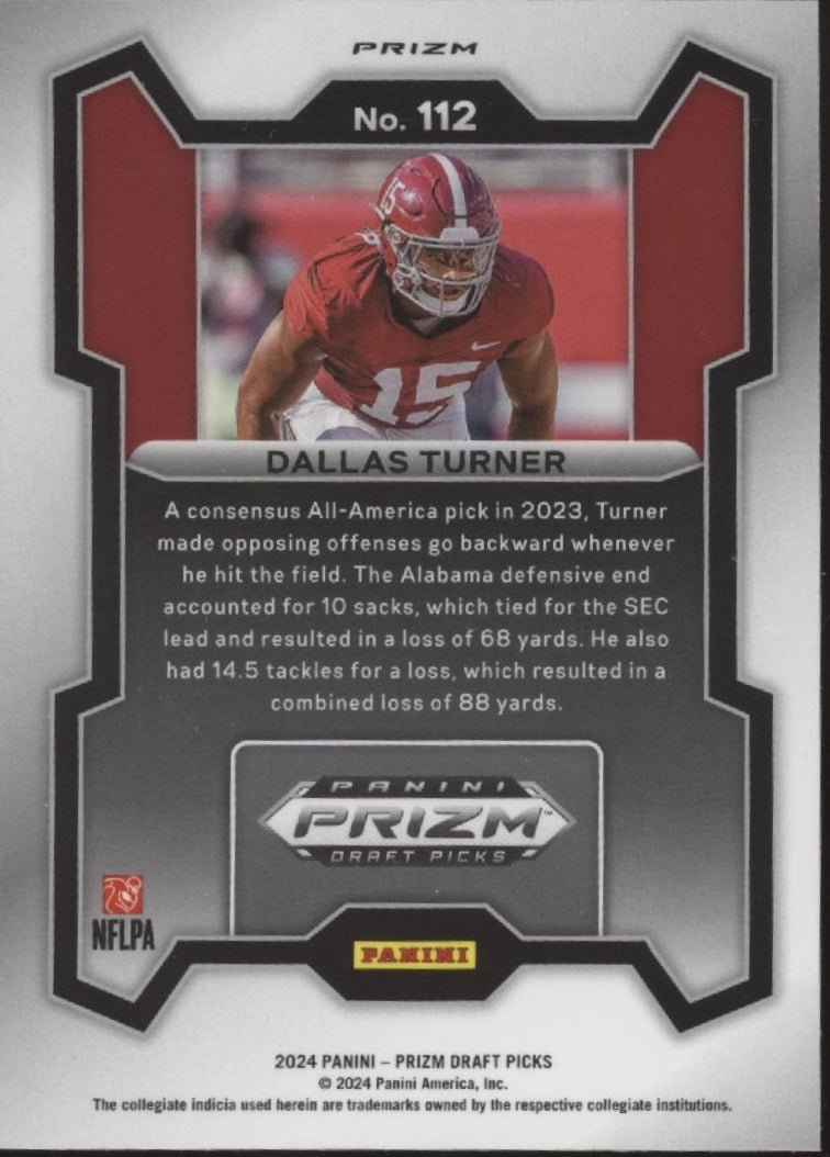 Dallas Turner 2024 Panini Prizm Draft Picks Green Prizm RC #112 - Collector Store LLC