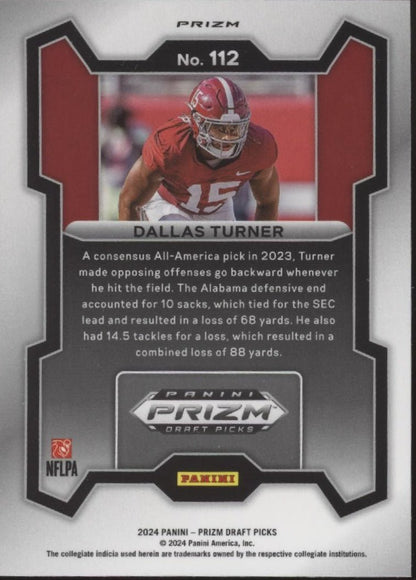 Dallas Turner 2024 Panini Prizm Draft Picks Green Prizm RC #112 - Collector Store LLC