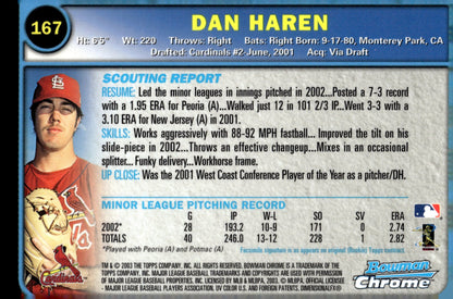 Dan Haren 2003 Bowman Chrome 1st Year 167 - Collector Store LLC