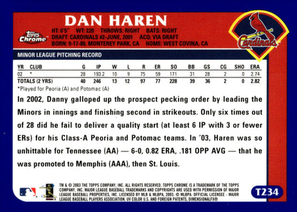 Dan Haren 2003 Topps Chrome 1st Year Blue T234 - Collector Store LLC