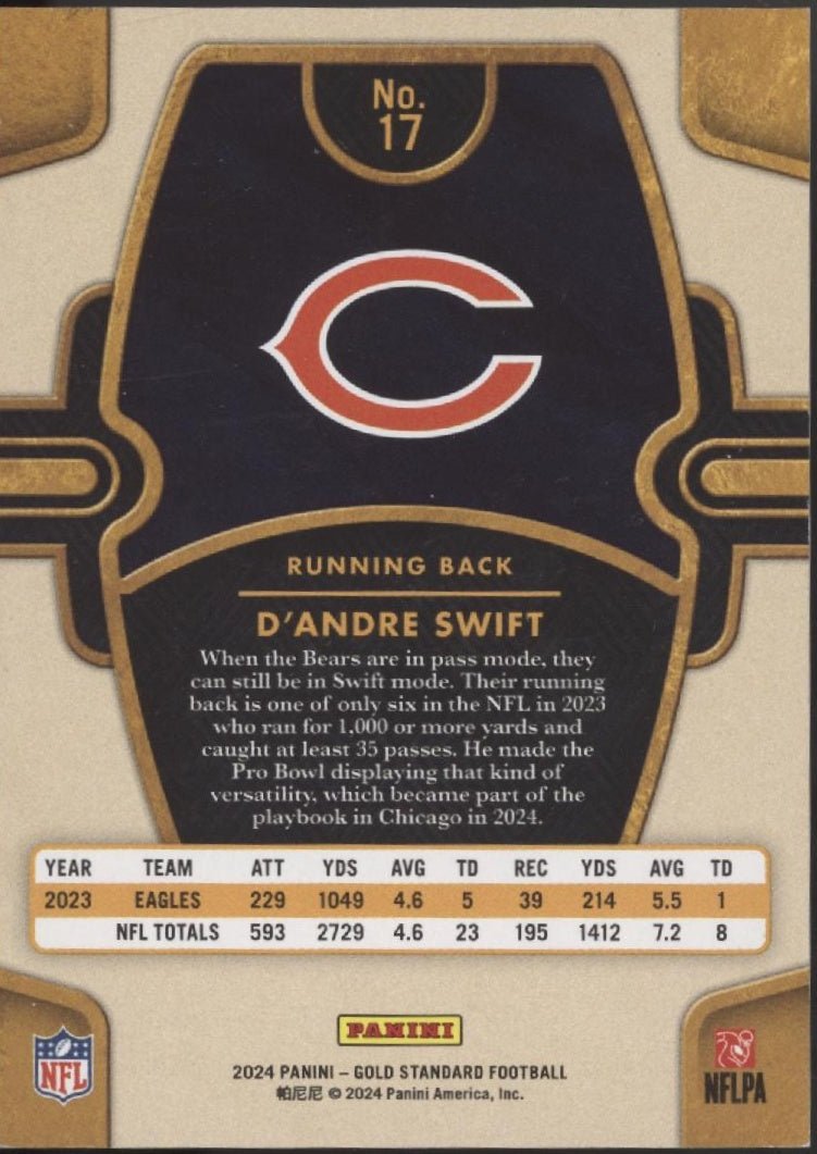 D'Andre Swift 2024 Panini Gold Standard 75/99 #17 - Collector Store LLC