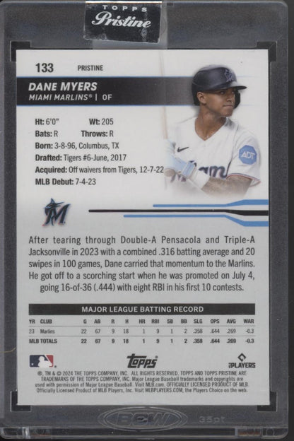 Dane Myers 2024 Topps Pristine Blue Pulsar Refractor RC 54/75 #133 - Collector Store LLC
