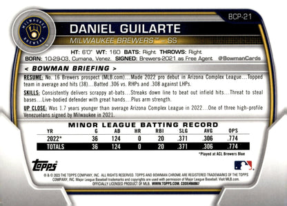 Daniel Guilarte 2023 Bowman Chrome Mojo Refractor BCP - 21 2 - Collector Store LLC
