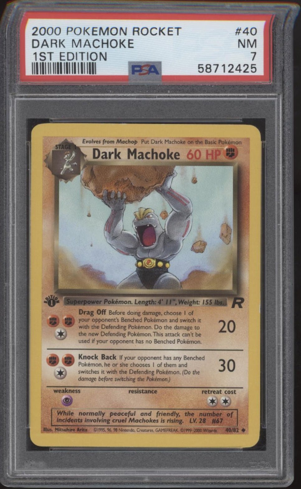 Dark Machoke Pokemon Team Rocket 1st Edition #40 PSA 7 - Collector Store LLC