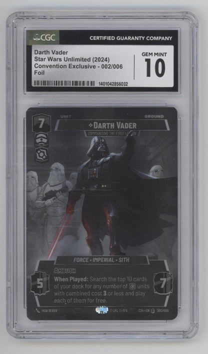 Darth Vader Star Wars Unlimited Convention Exclusive Foil #002 CGC 10 #1 - Collector Store LLC