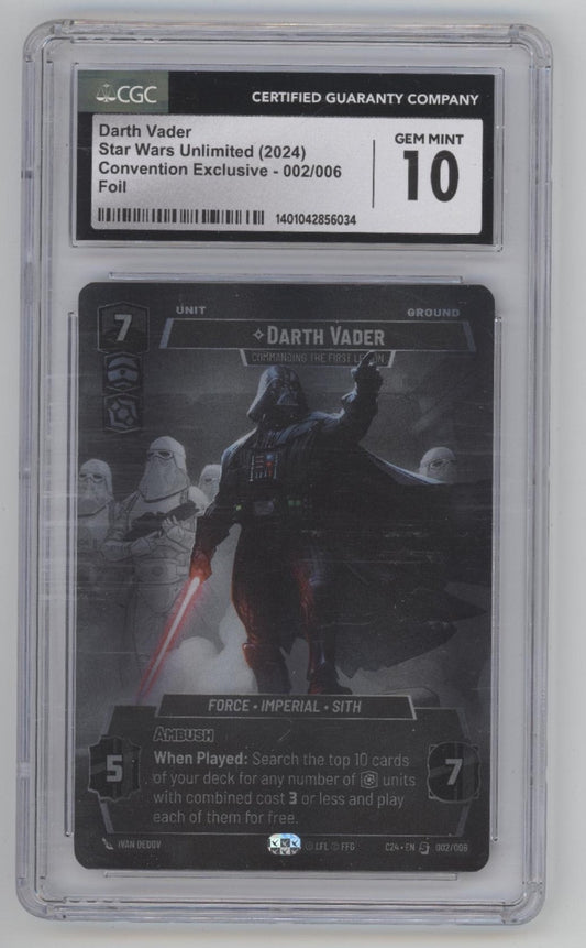 Darth Vader Star Wars Unlimited Convention Exclusive Foil #002 CGC 10 #2 - Collector Store LLC